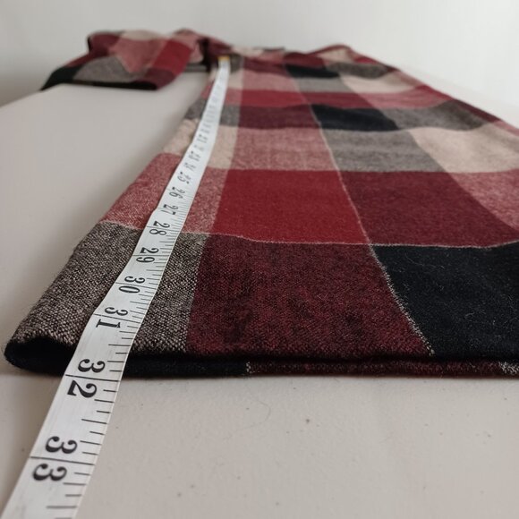 Yihua Burgundy Plaid Wool Blend Wide Leg Vintage Trousers - Picture 12 of 16